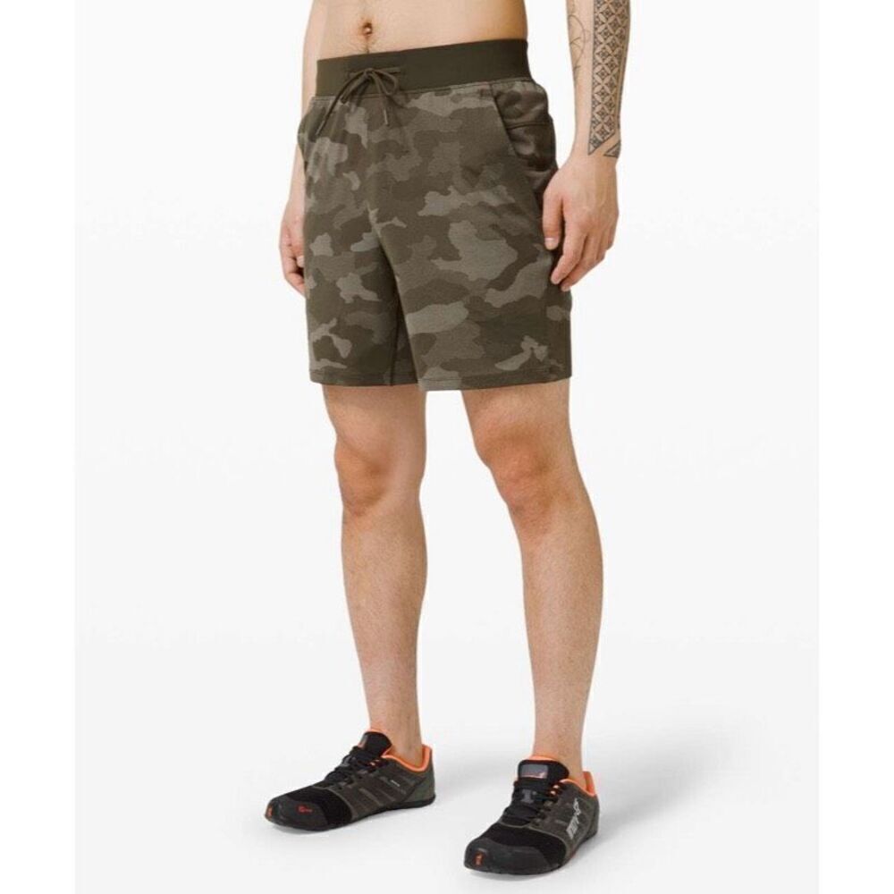 Lululemon T.H.E. Short 7" Variegated Mesh Camo Max Dark Olive Size S
